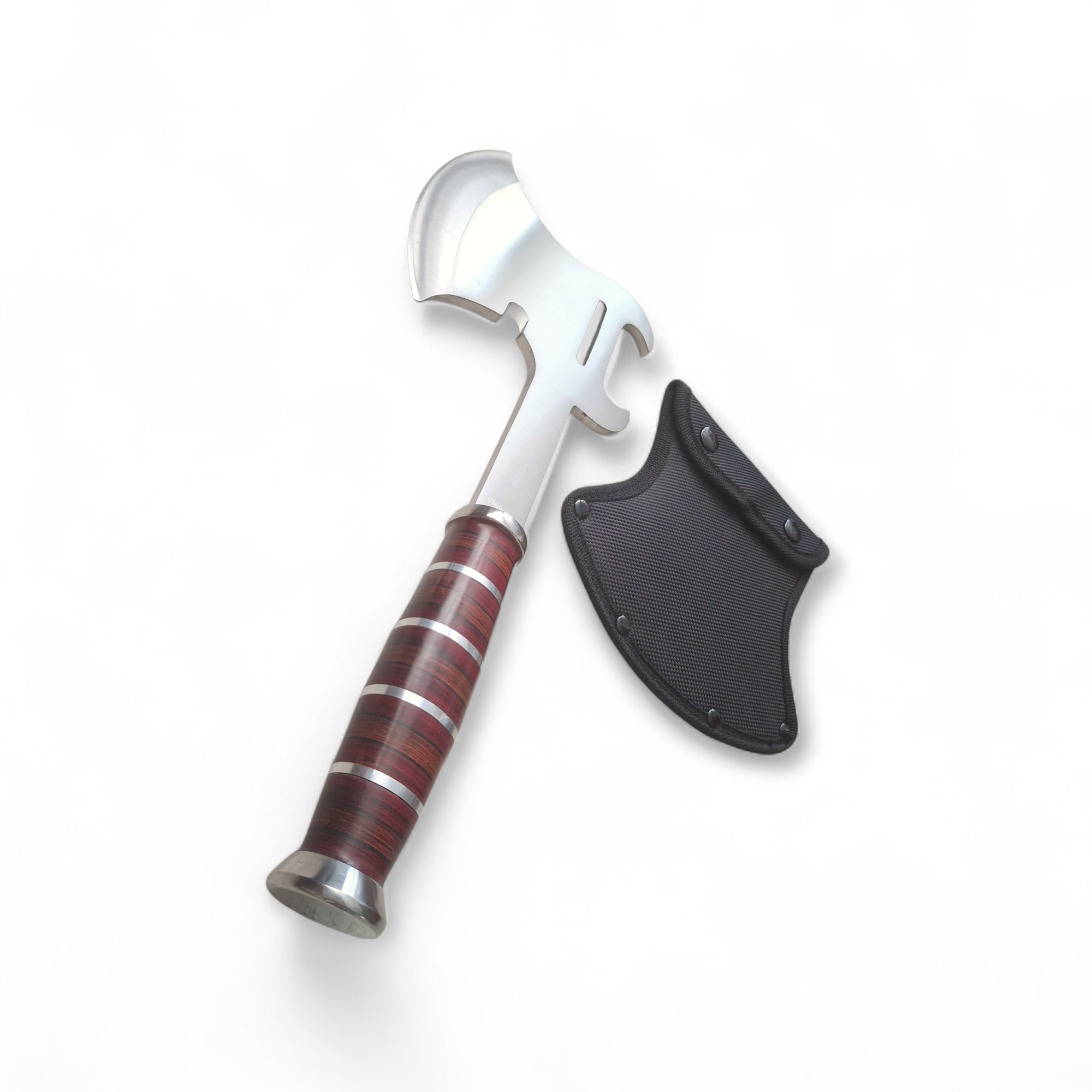 Брадвичка с черен калъф и дръжка с кожени и метални пръстени