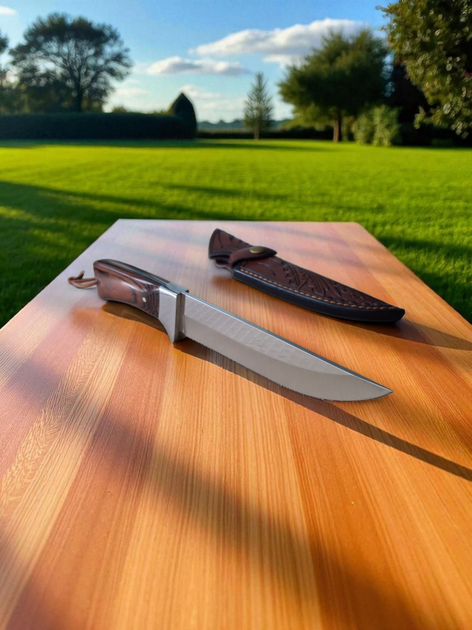 Ловен нож Classic Hunter CH265 с кожена кания и дървена дръжка