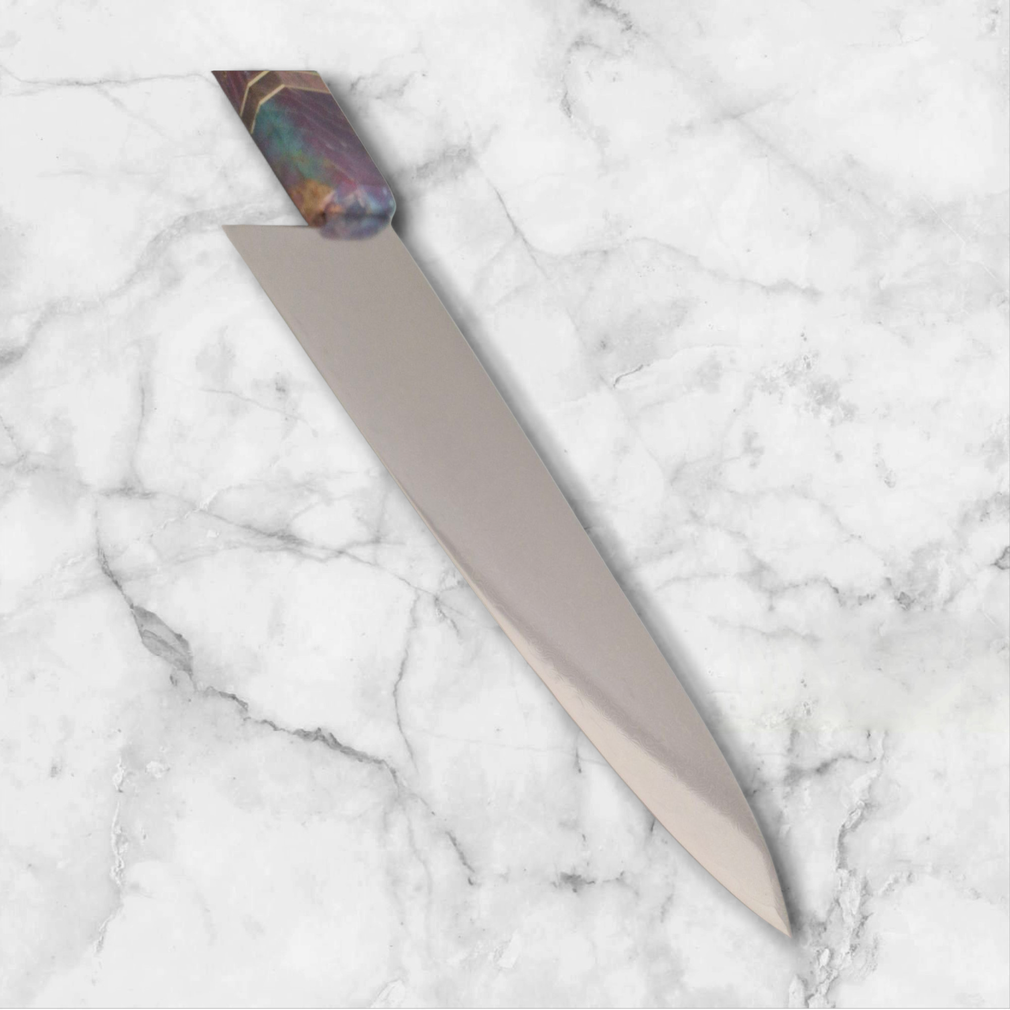 Кухненски нож Kiritsuke с артистична дръжка и дамаско острие