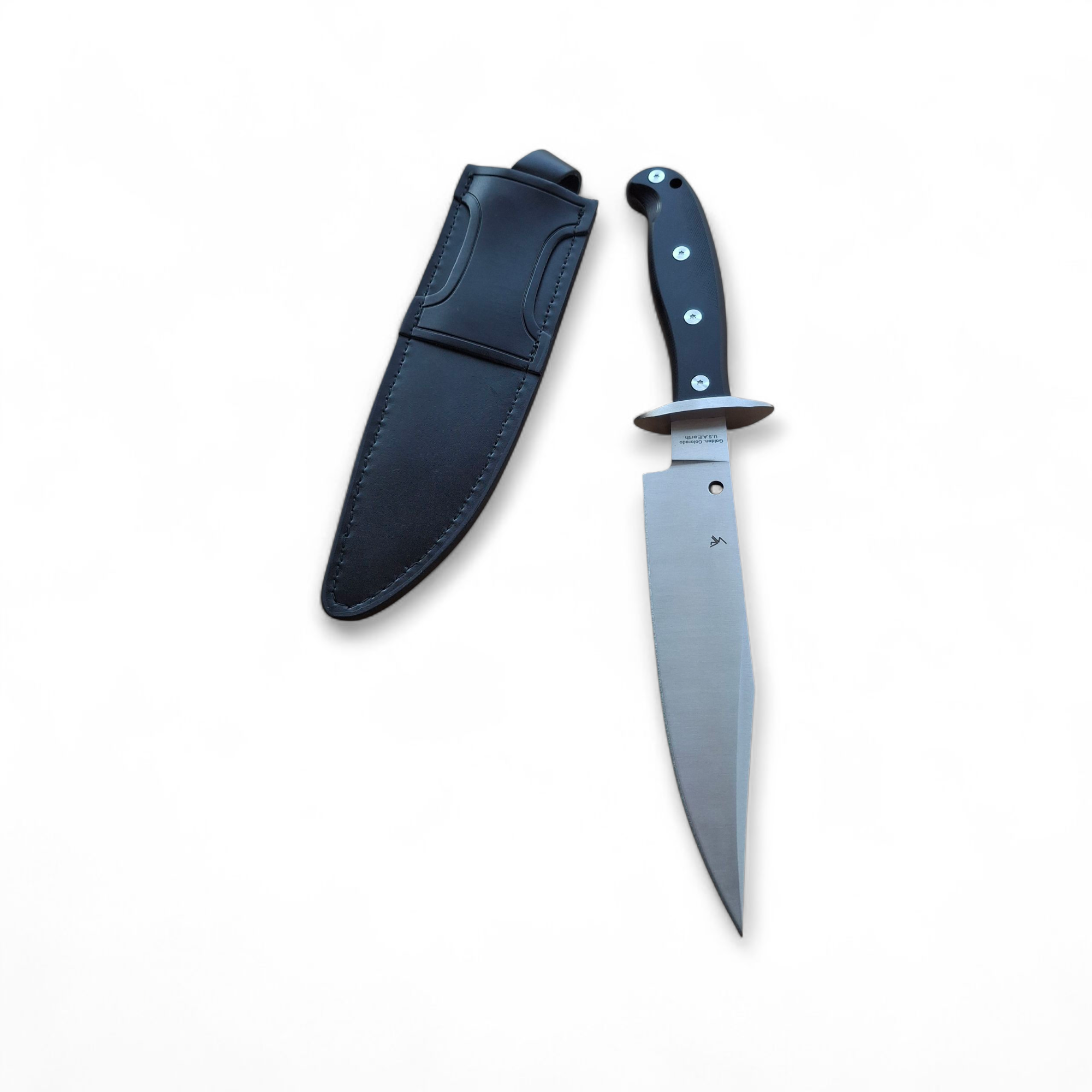 Ловен нож Vex Gear Black Respekt Bowie с кания от еко кожа – изглед отпред