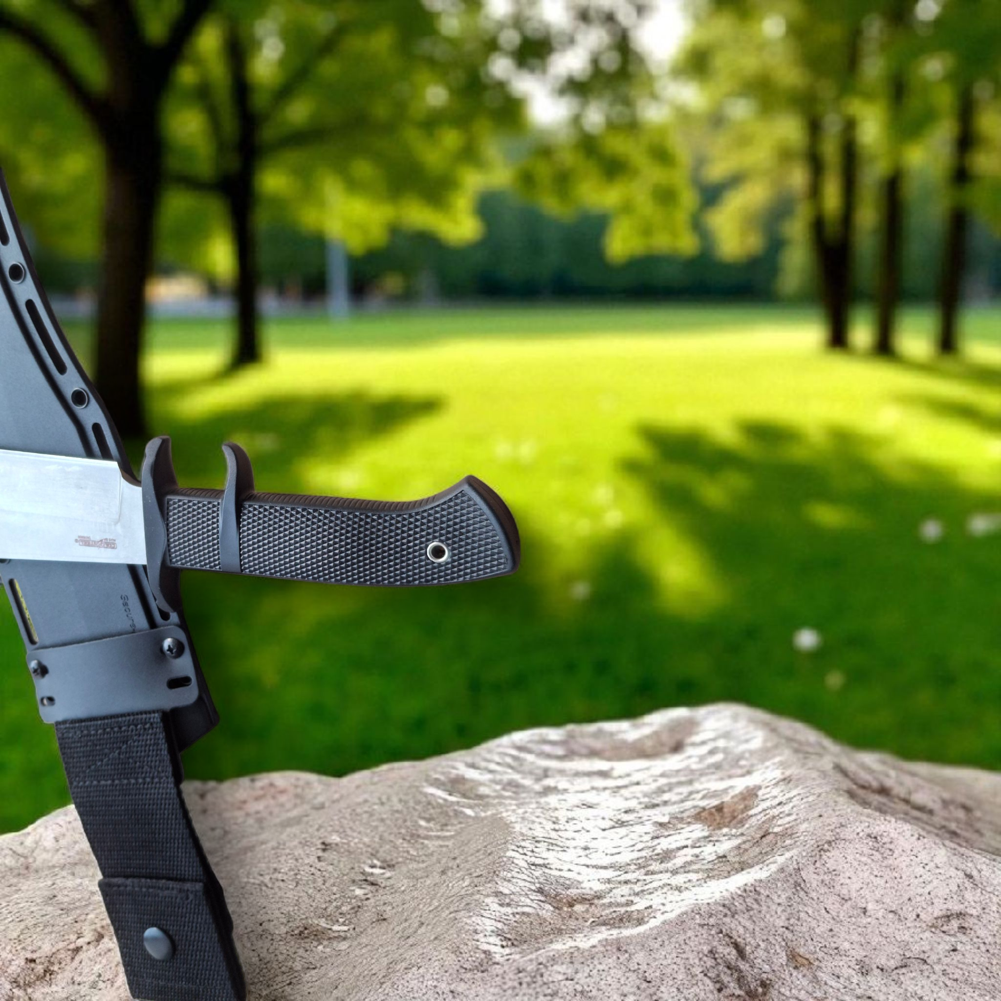 Тактически нож Vex Gear Shadow Raptor с кания върху дървена повърхност