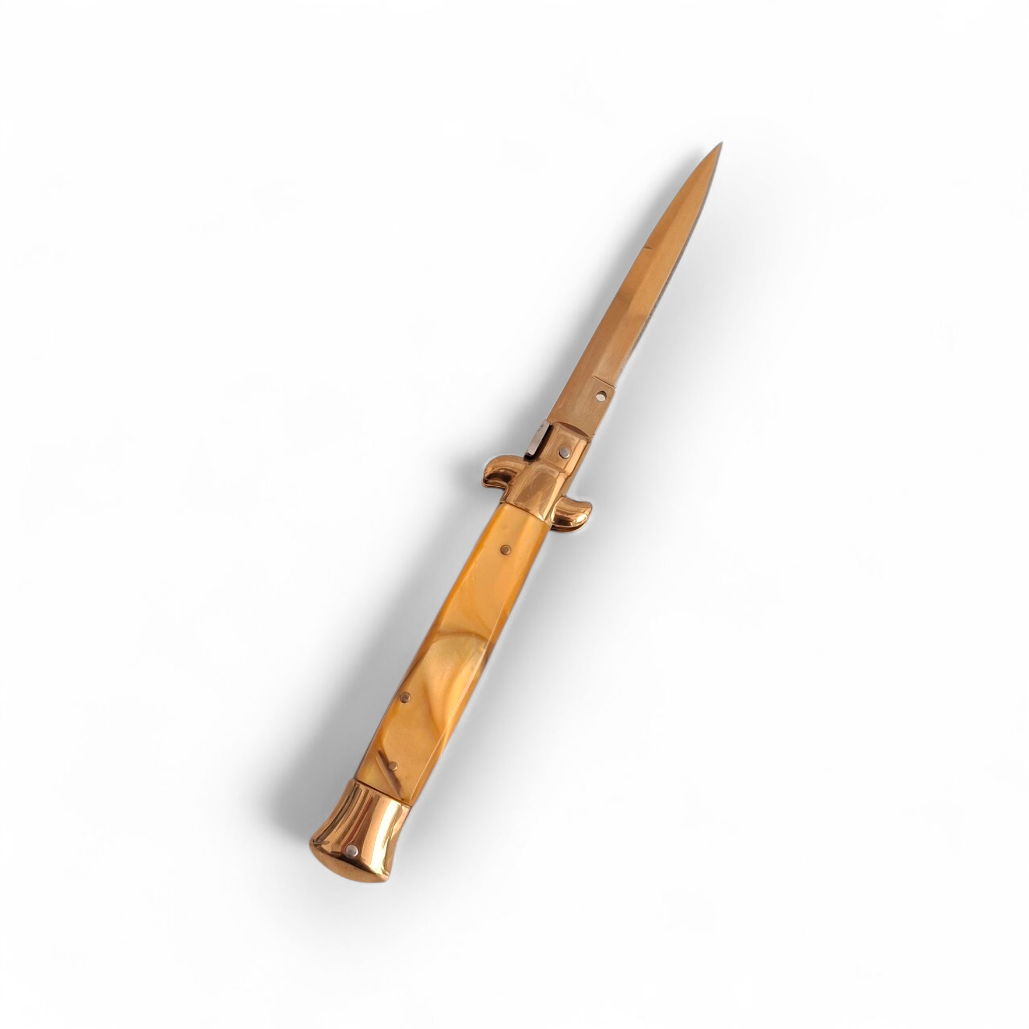 Автоматичен нож Golden Classic Stiletto с разгънато златисто острие