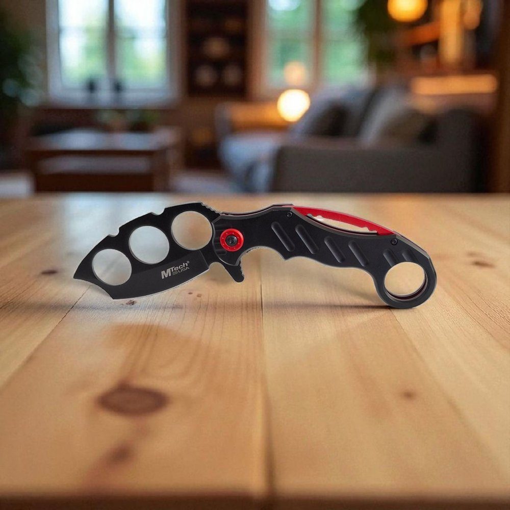Тактически сгъваем нож „Predator Claw“ с черно-червен дизайн