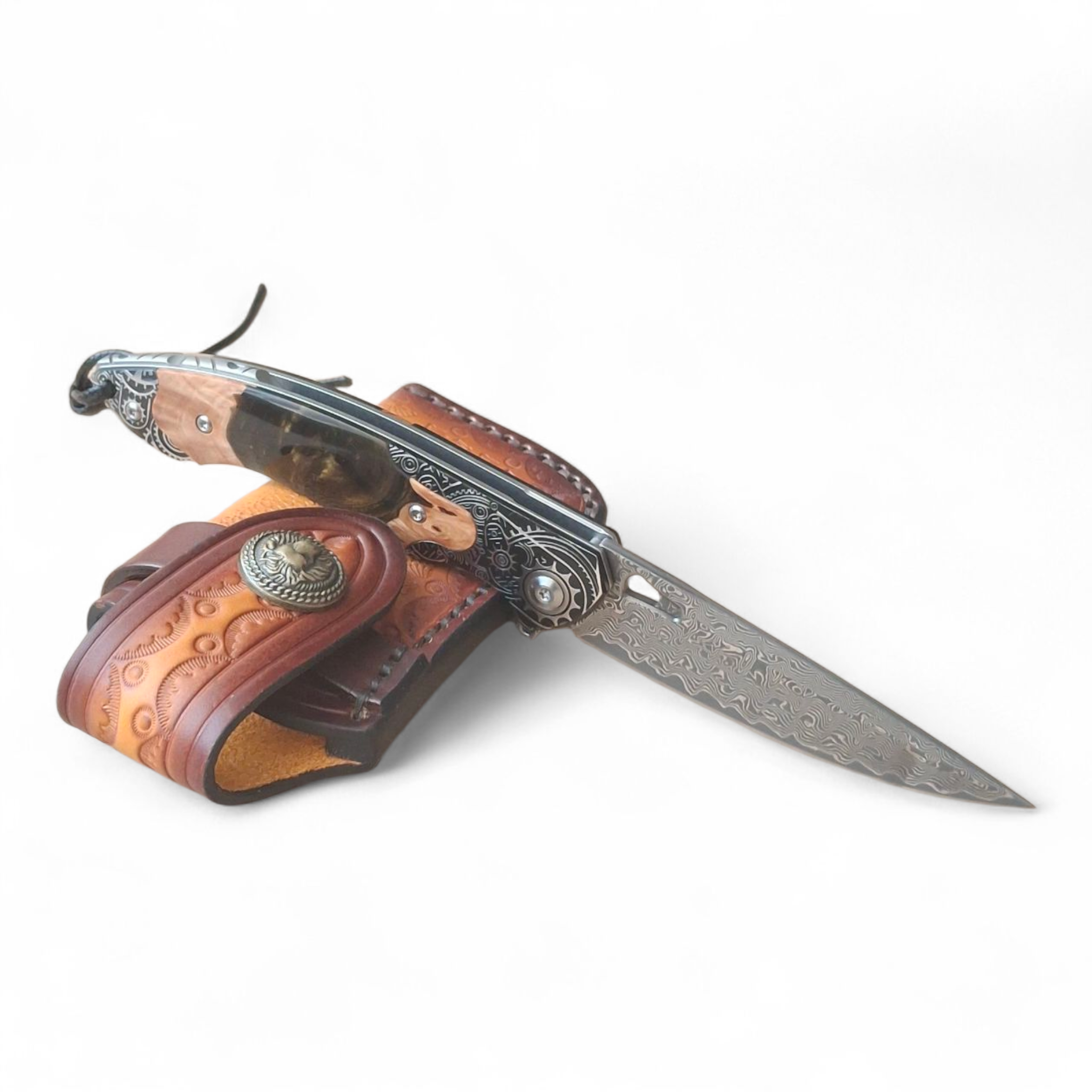 Сгъваем полуавтоматичен нож Shadow Timber VG10 Damascus