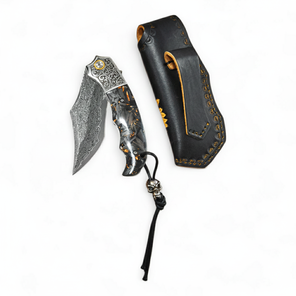 Премиум сгъваем нож – Black Serpent Damascus VG10