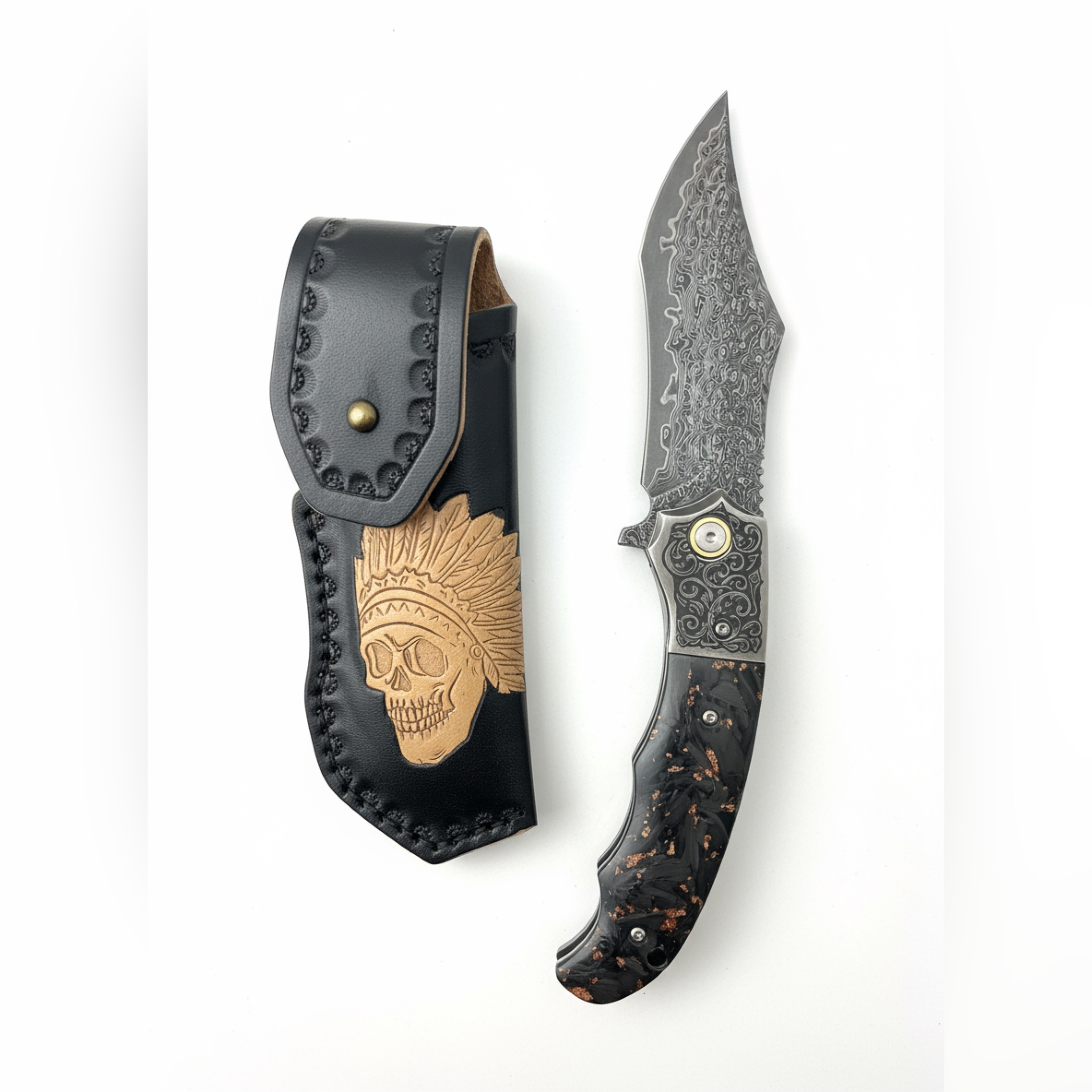 Премиум сгъваем нож – Black Serpent Damascus VG10