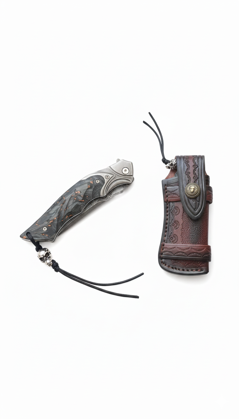 Сгъваем нож ShadowFang VG10 Damascus – стабилизирано дърво, премиум изработка