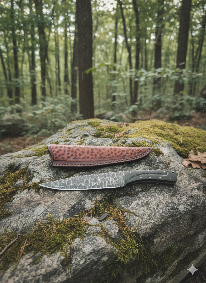 Нож с кожена кания от телешки бланк – ръчна изработка