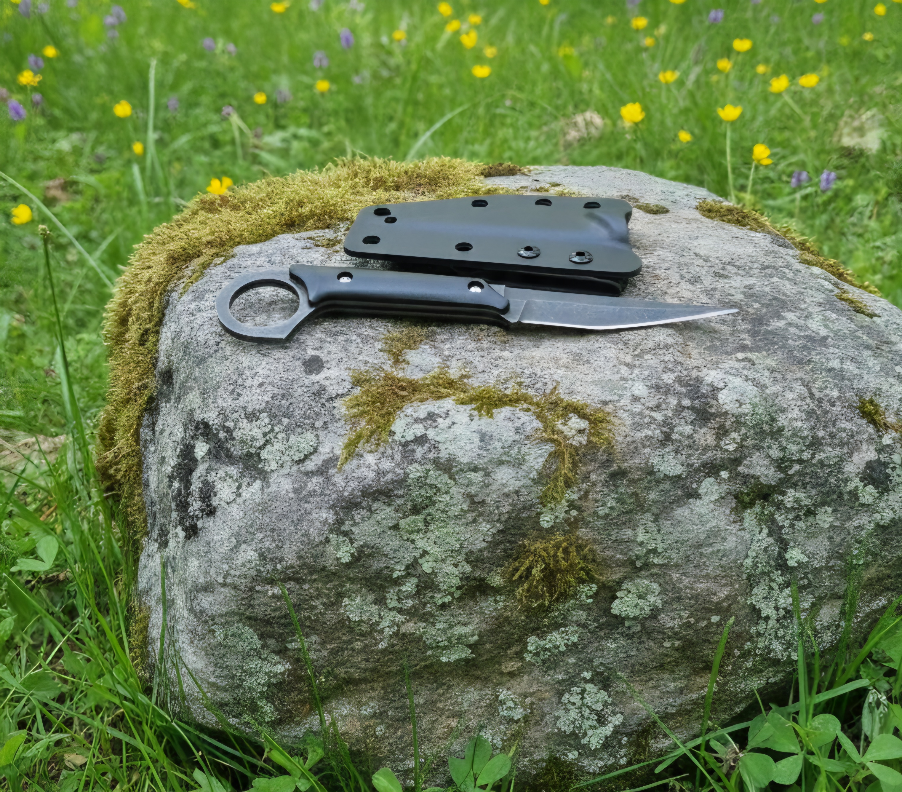 Тактически нож "Shadow Fang" с пръстен за захват и черна кания