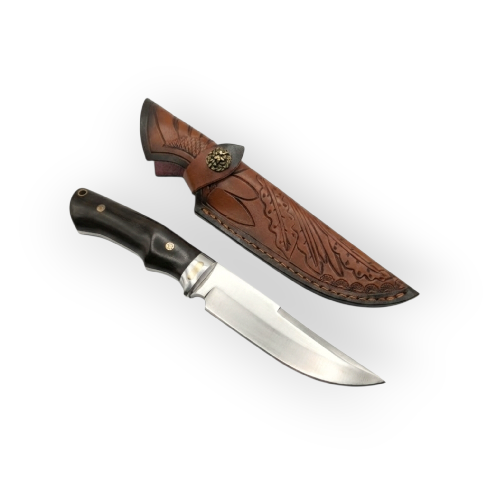 Ловен нож с абаносова дръжка и кожена кания – модел Ebony Hunter