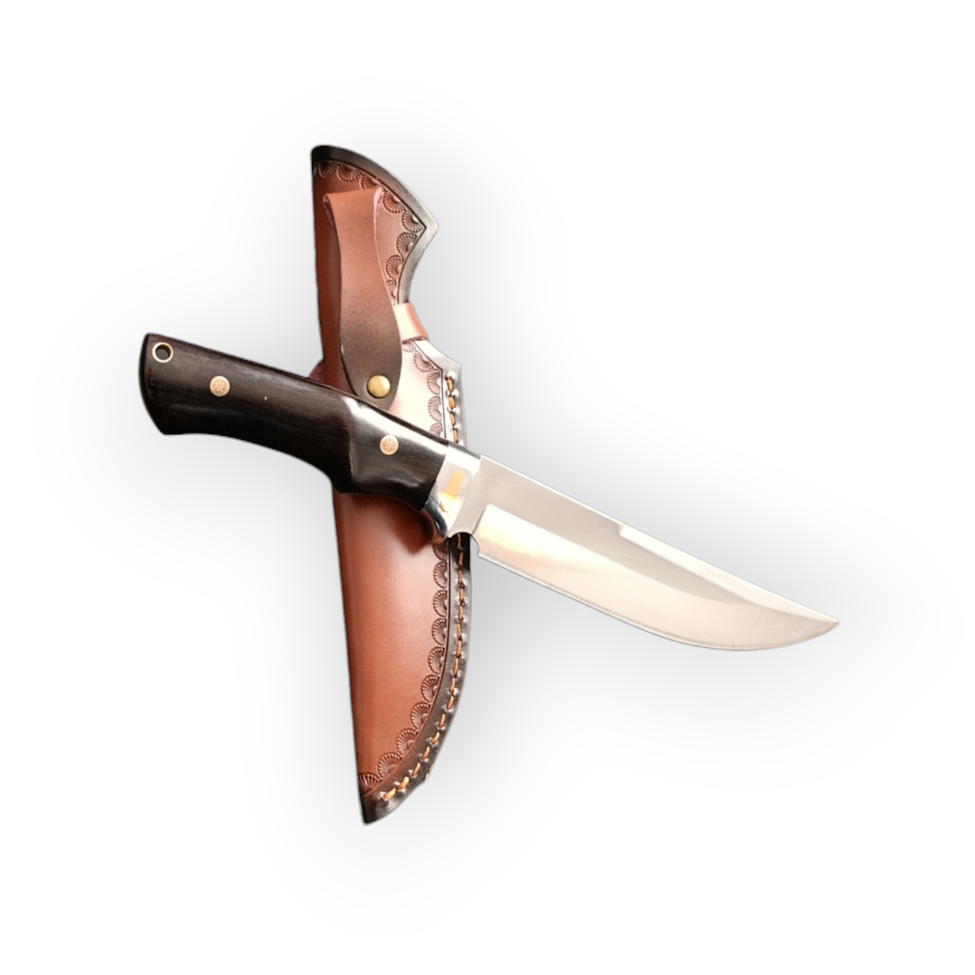 Ловен нож с абаносова дръжка и кожена кания – модел Ebony Hunter