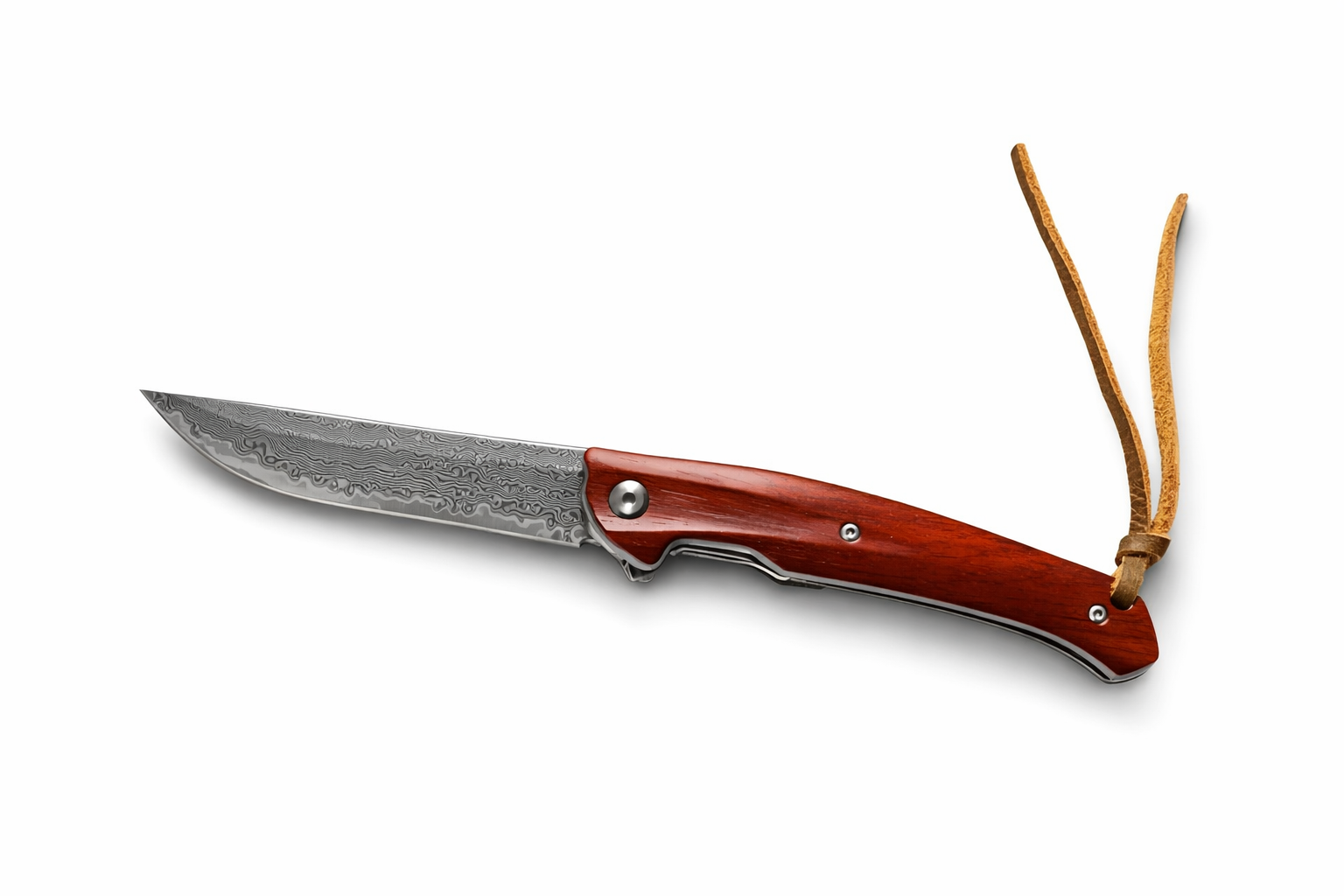 VG10 Damascus сгъваем нож 20.5 см | Лек EDC нож с кожена кания