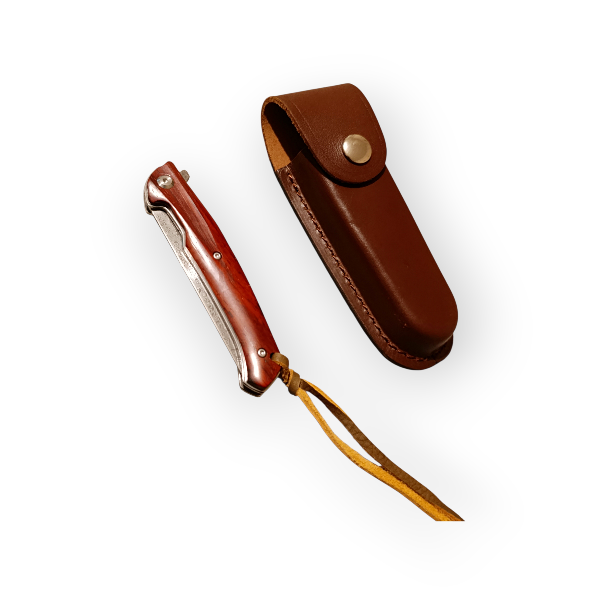 VG10 Damascus сгъваем нож 20.5 см | Лек EDC нож с кожена кания