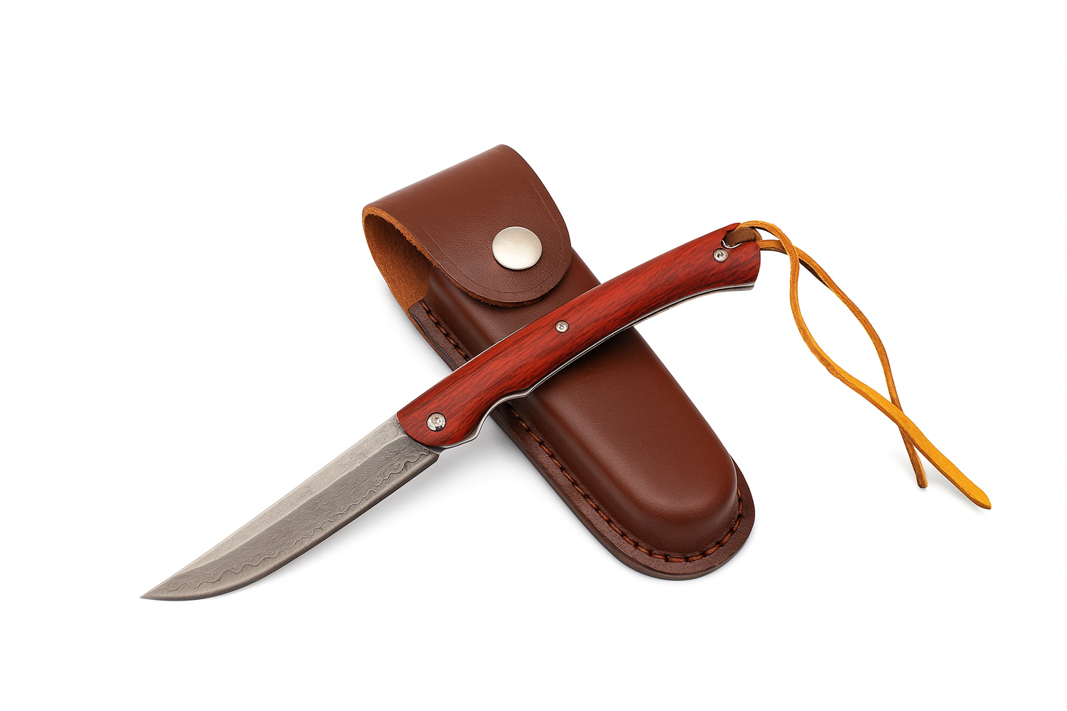 VG10 Damascus сгъваем нож 20.5 см | Лек EDC нож с кожена кания