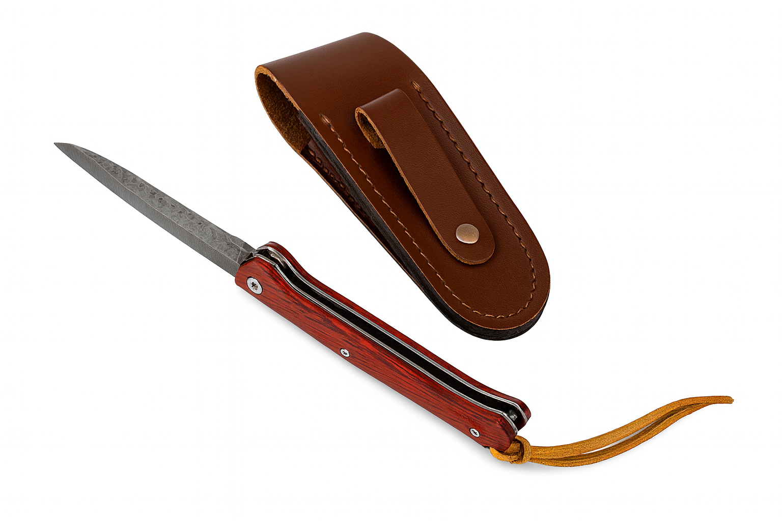 VG10 Damascus сгъваем нож 20.5 см | Лек EDC нож с кожена кания