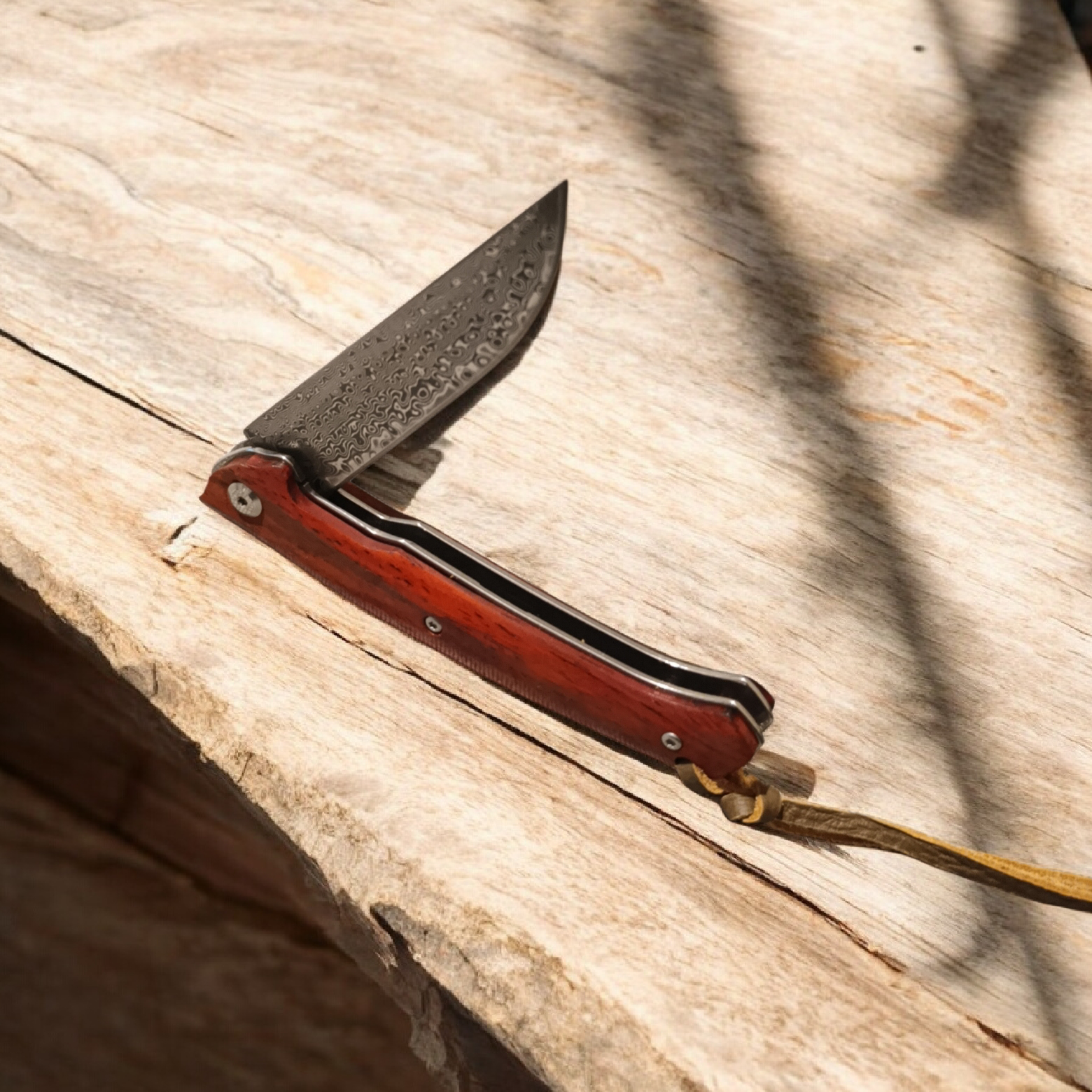 VG10 Damascus сгъваем нож 20.5 см | Лек EDC нож с кожена кания