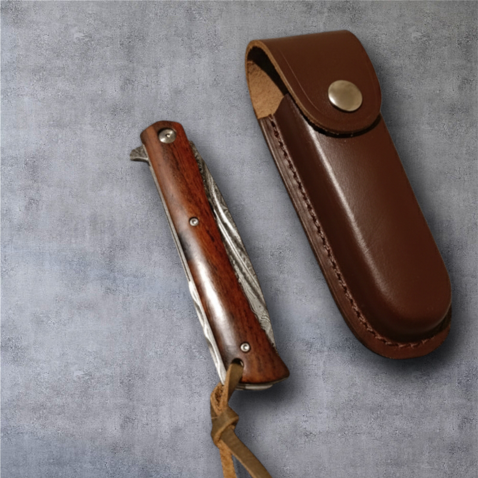 Луксозен дамаски нож VG10 21.5 см – лов, туризъм и EDC