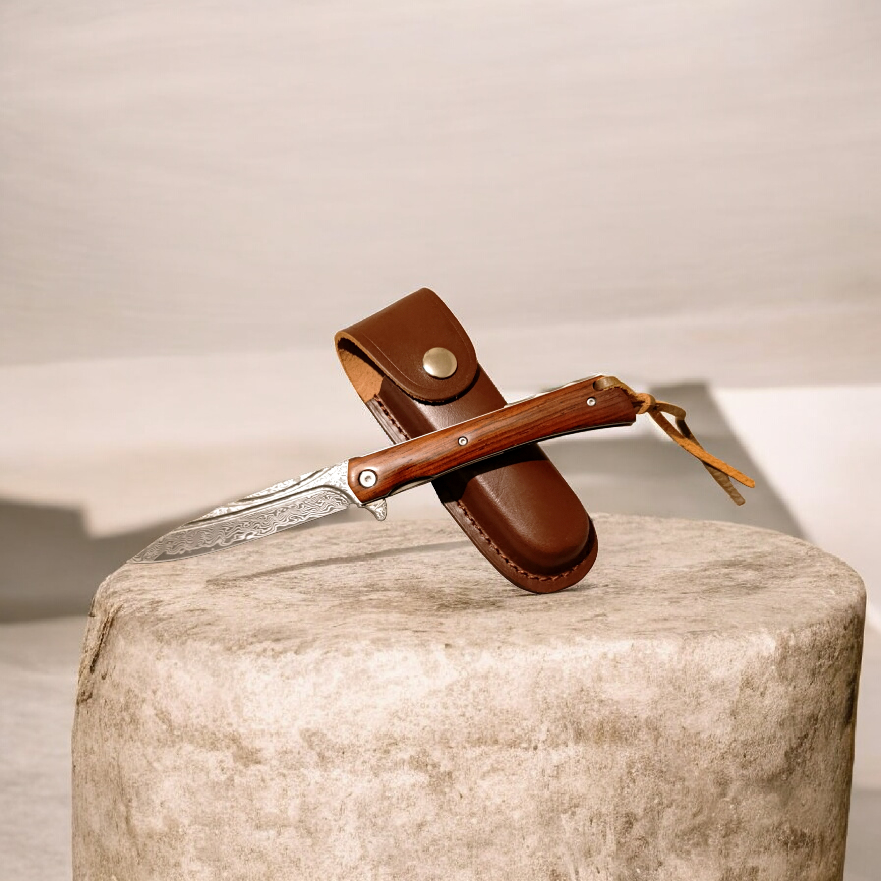 Луксозен дамаски нож VG10 21.5 см – лов, туризъм и EDC