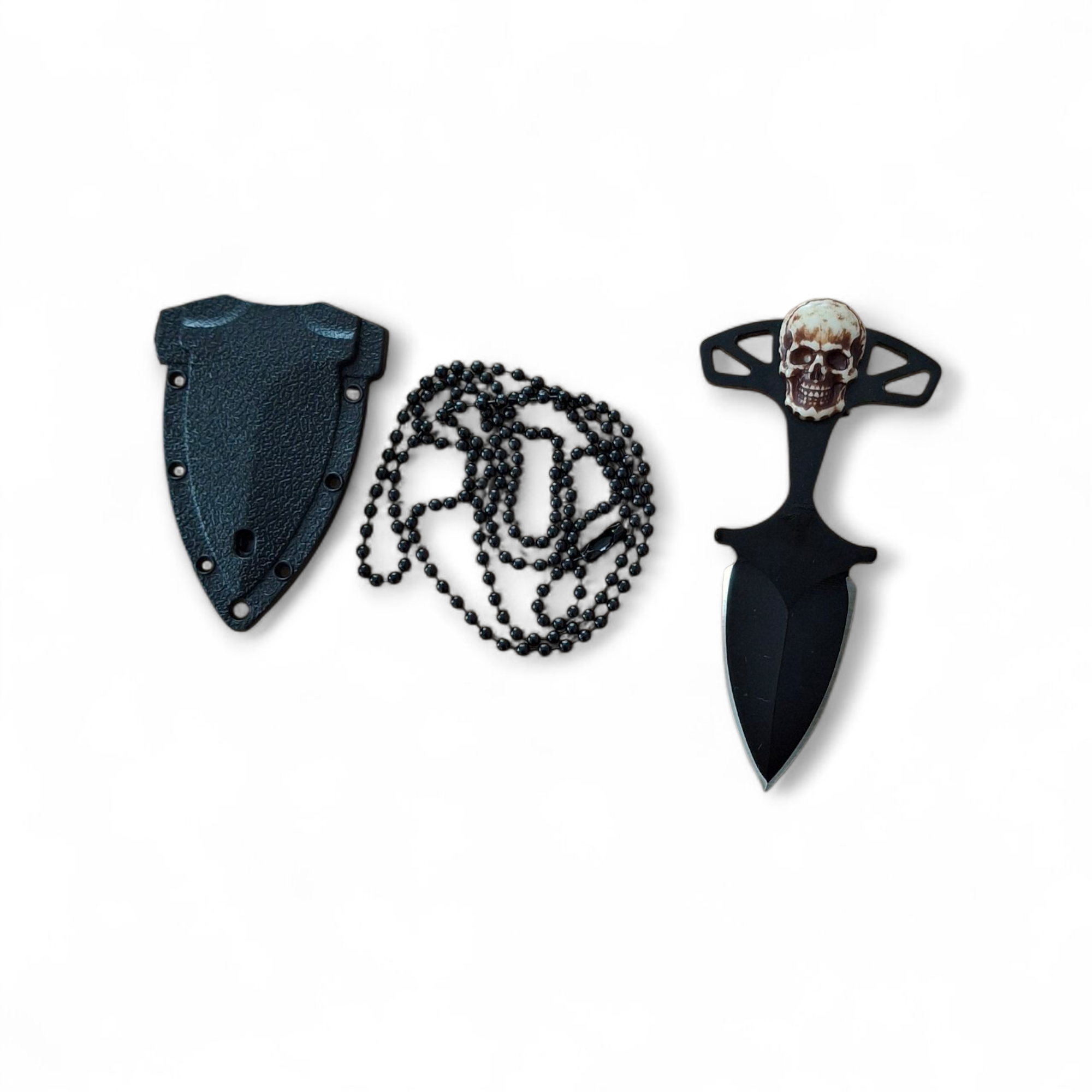 Тактически  нож с череп – черно острие, кания и верижка