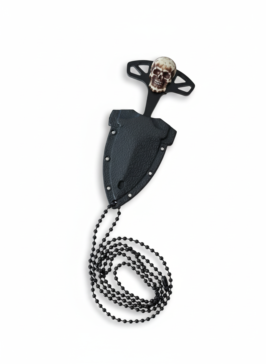 Тактически  нож с череп – черно острие, кания и верижка