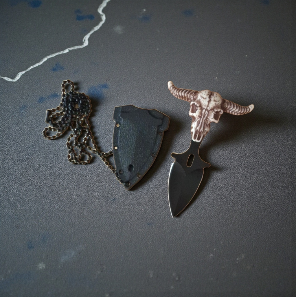 Тактически нож с череп и верижка – компактен EDC нож