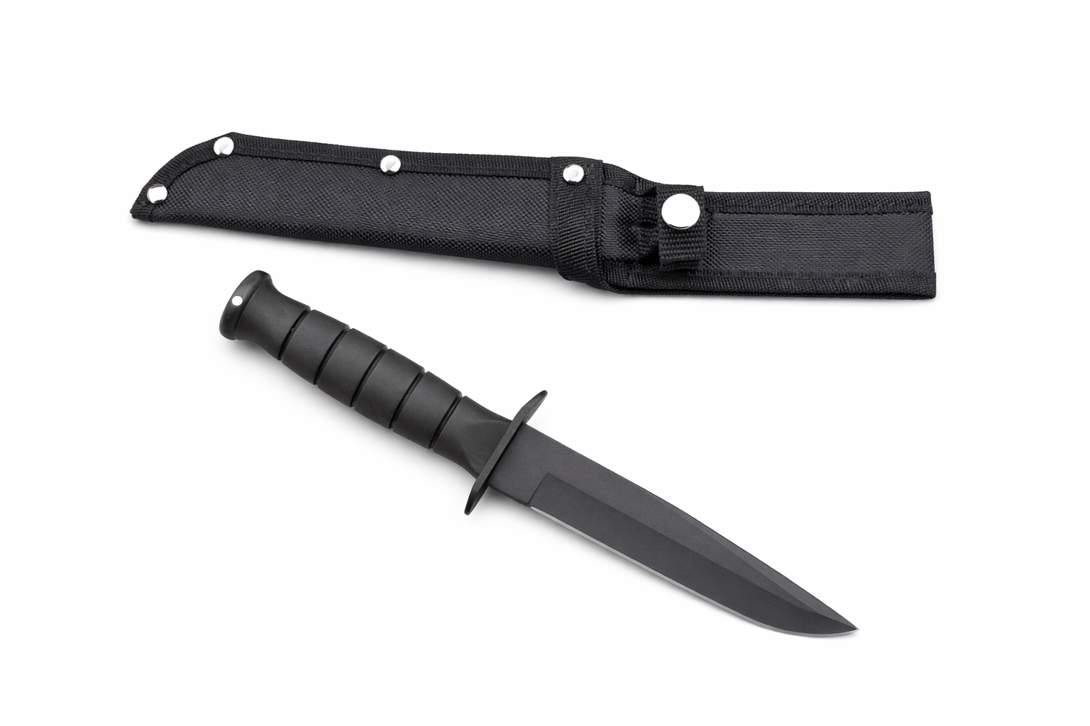 Ловен нож с черна дръжка и текстилна кания