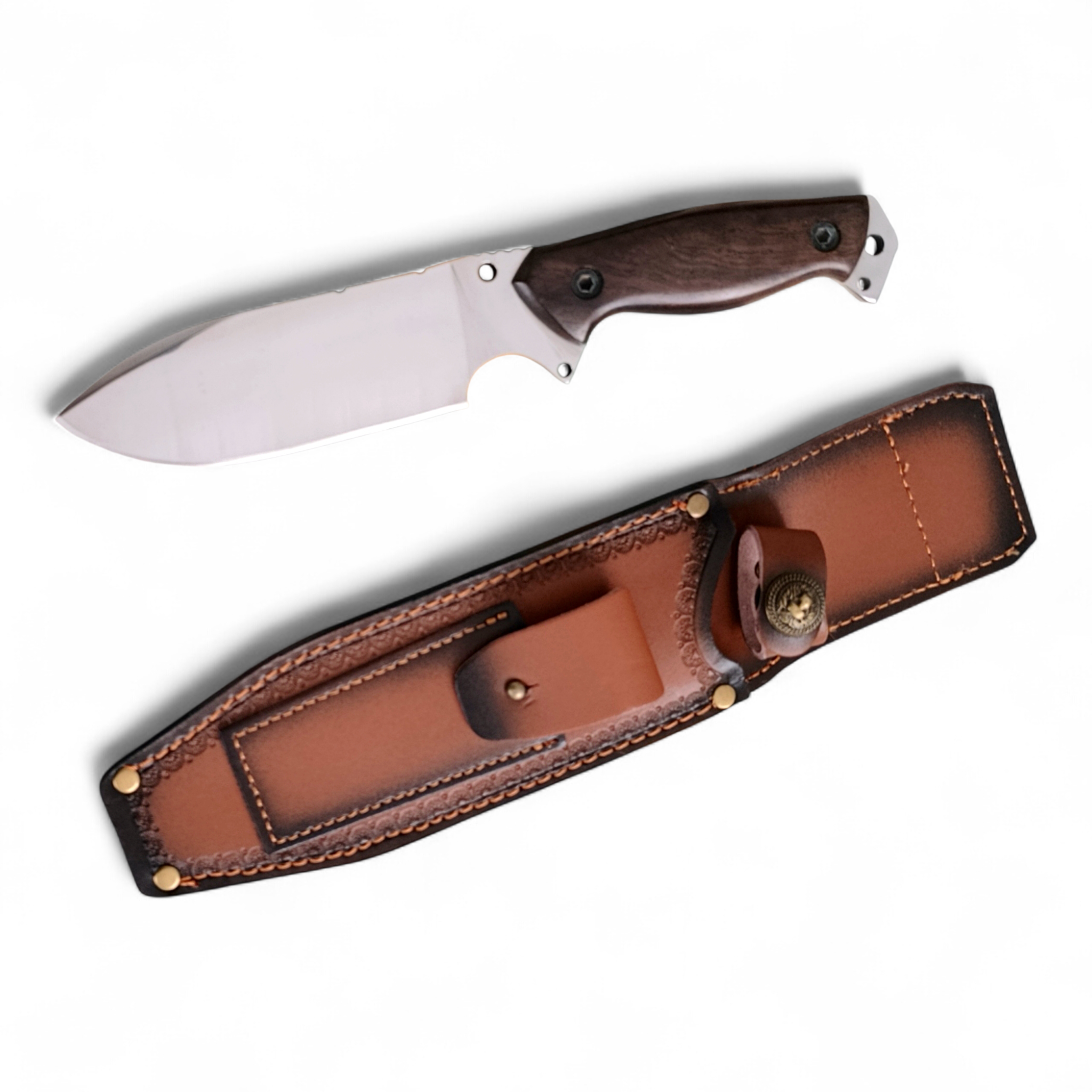 Нож за бушкрафт с отвор за връзка и дървена дръжка