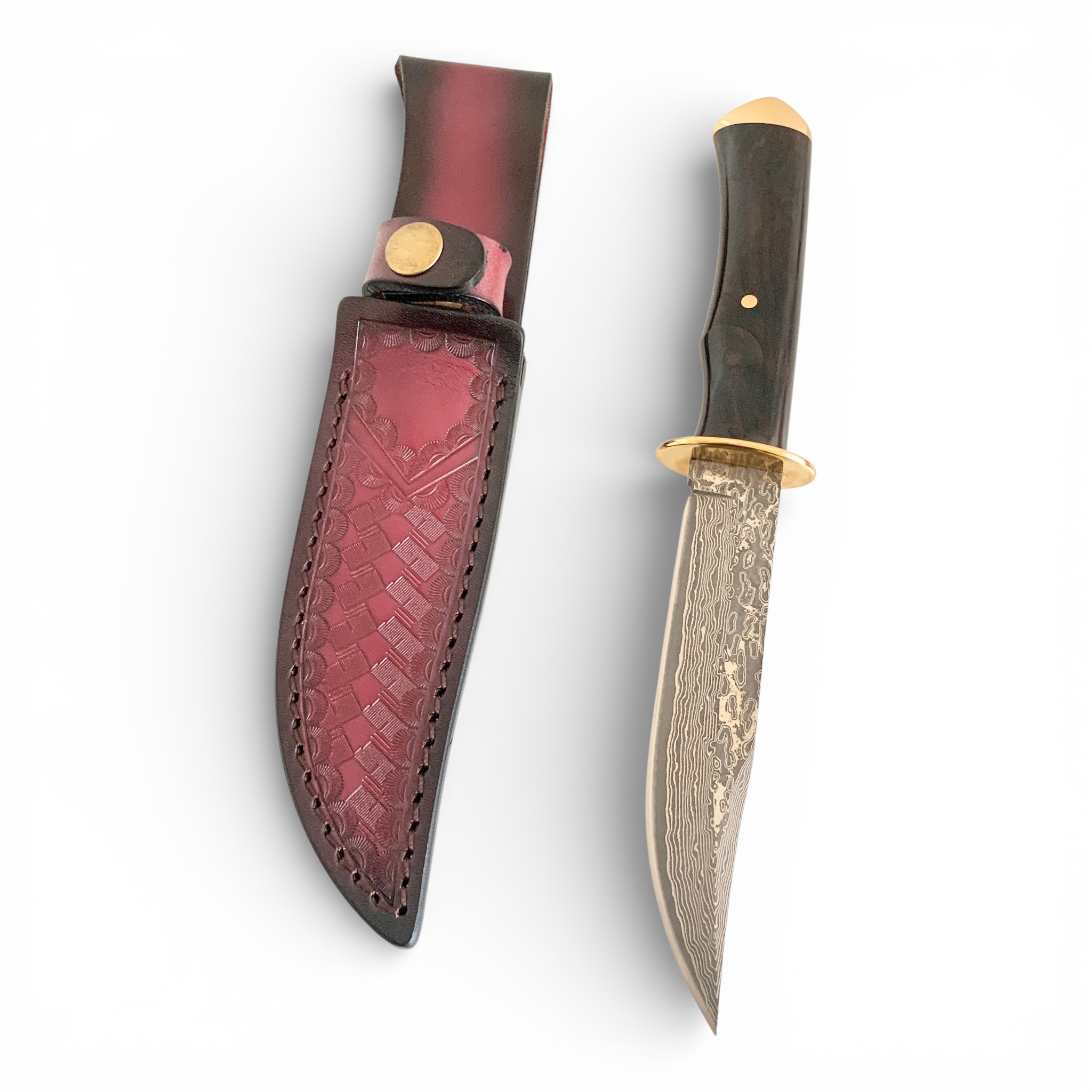 Луксозен ловен нож „Burgundy Damascus“ – класика, изтънченост и сила