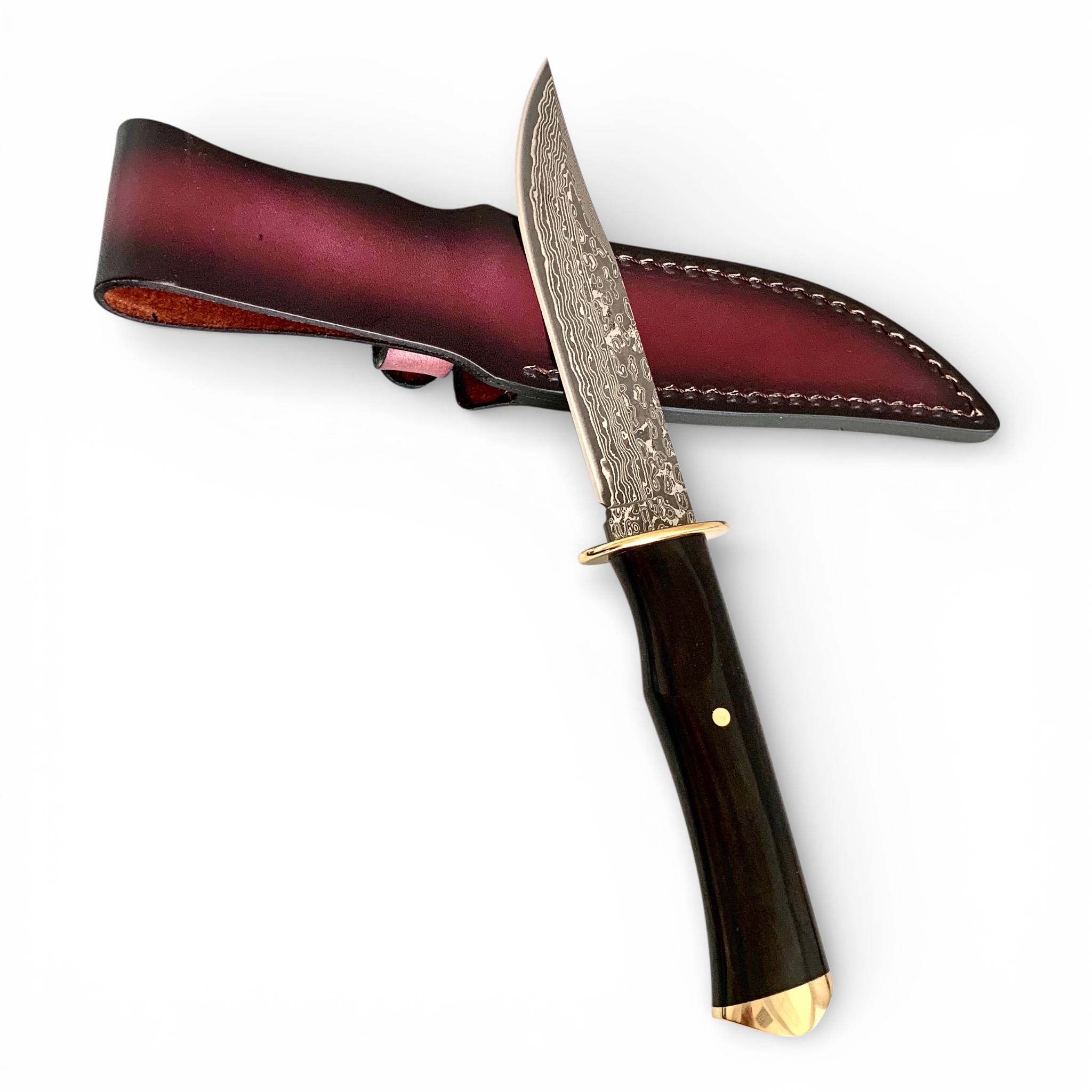 Луксозен ловен нож „Burgundy Damascus“ – класика, изтънченост и сила