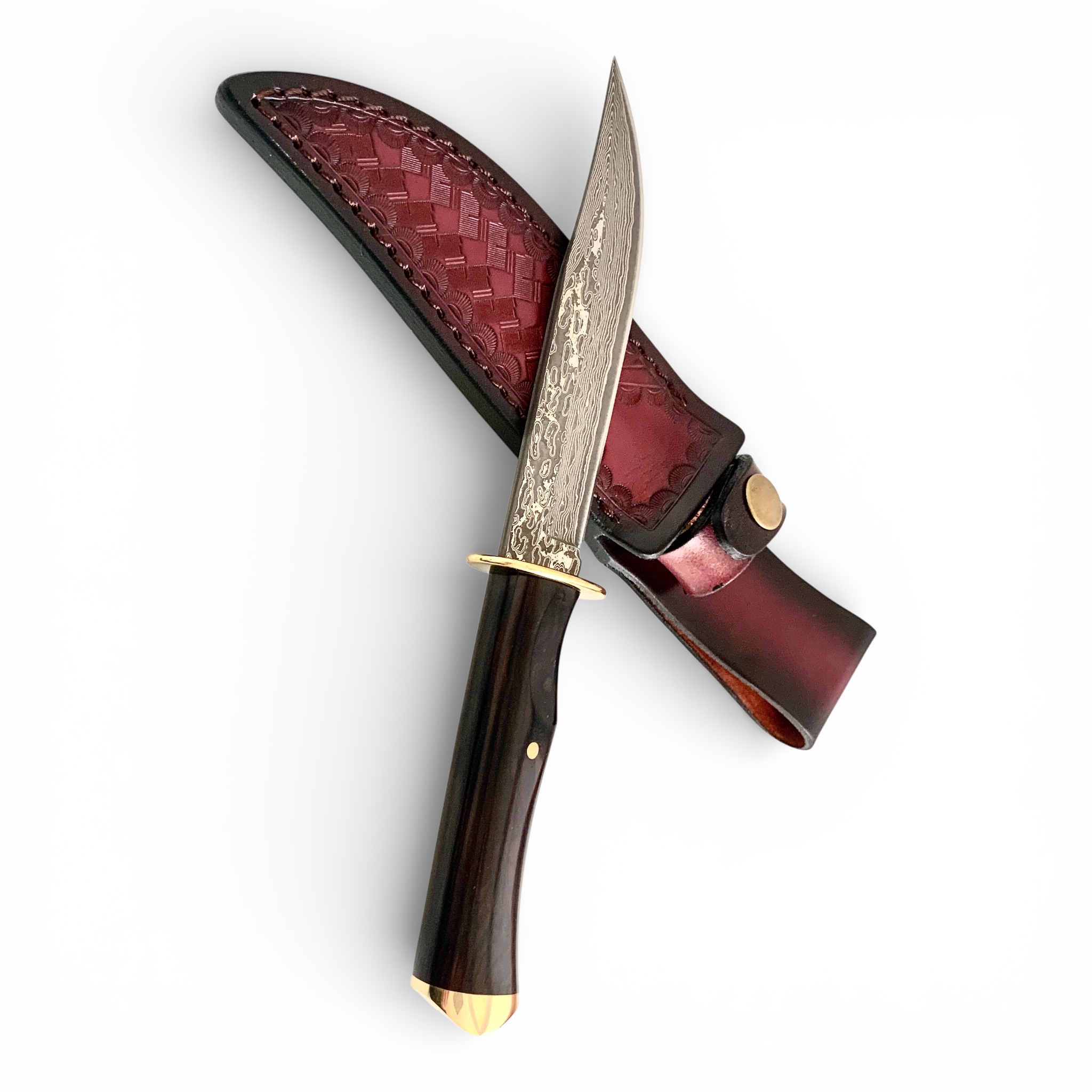 Луксозен ловен нож „Burgundy Damascus“ – класика, изтънченост и сила