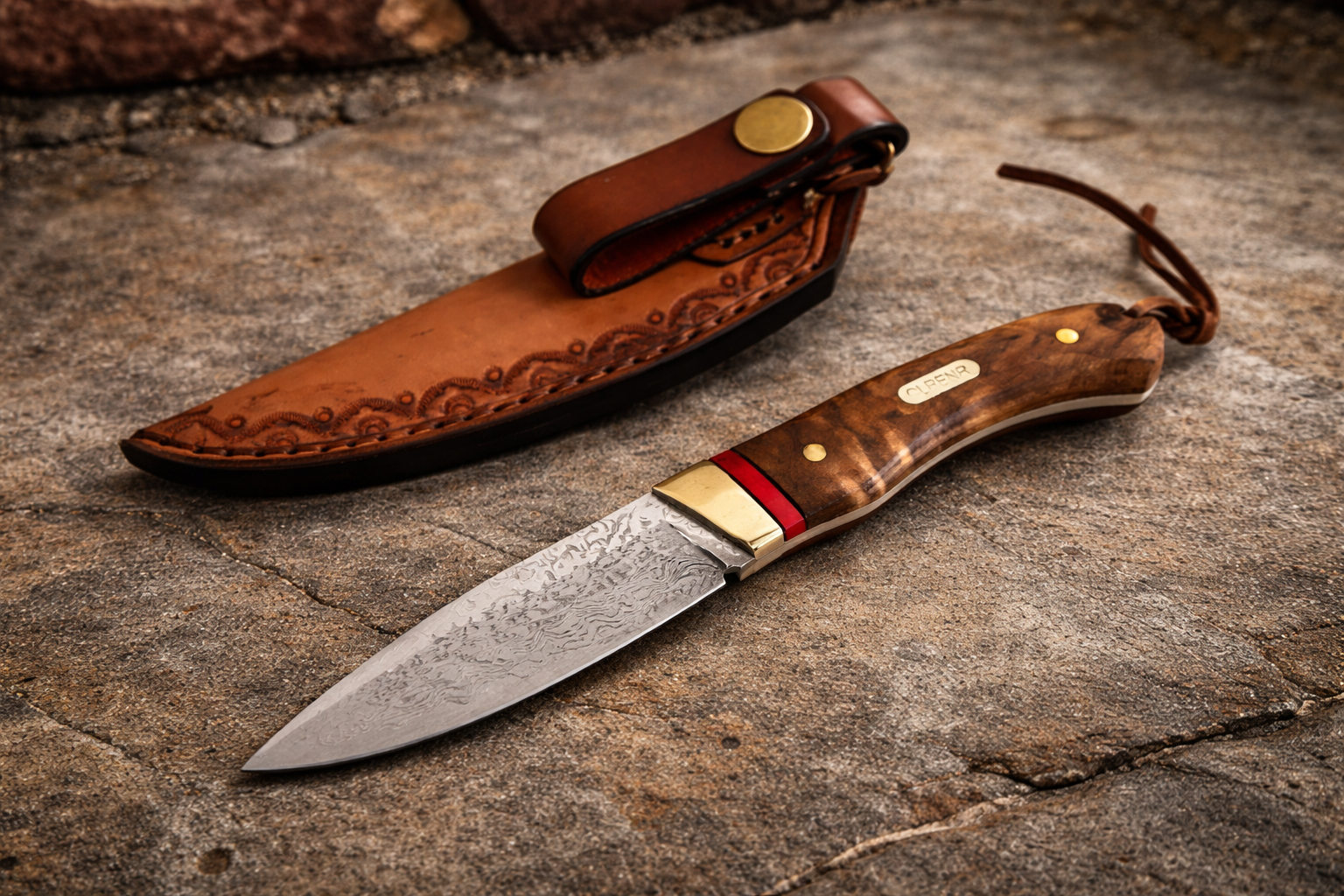 Ловен нож дамаска VG10 с палисандрова дръжка