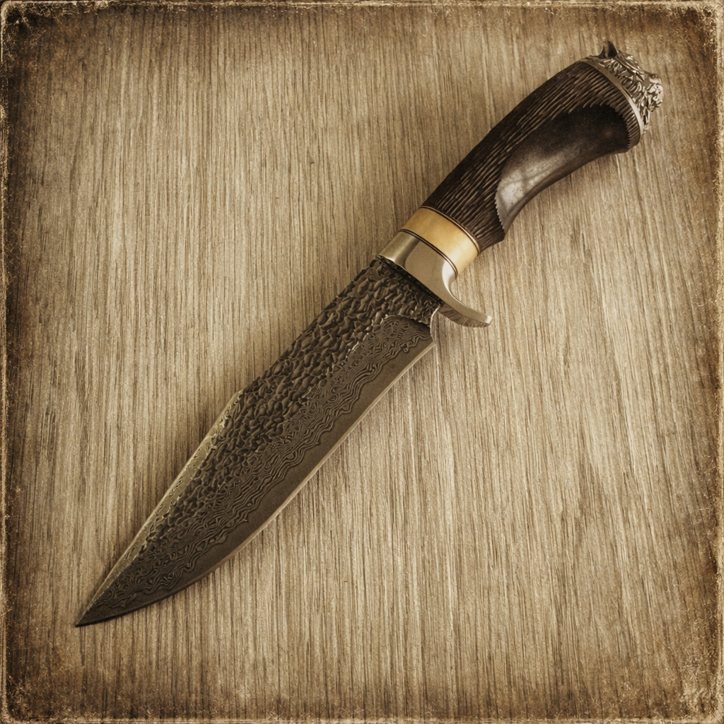 Ръчно изработен нож с рогова дръжка