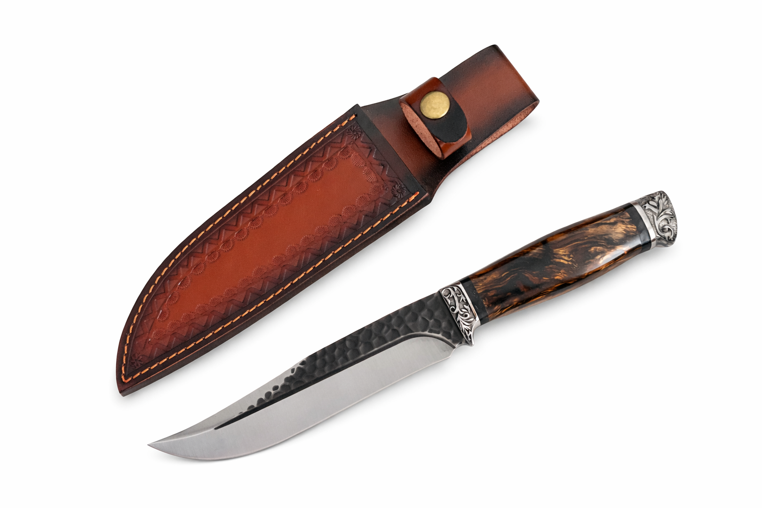 Ловен нож с дръжка от дърво и епоксидна смола