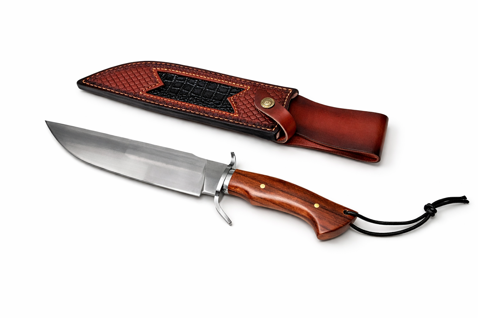 Нож за оцеляване с розово дърво и предпазител