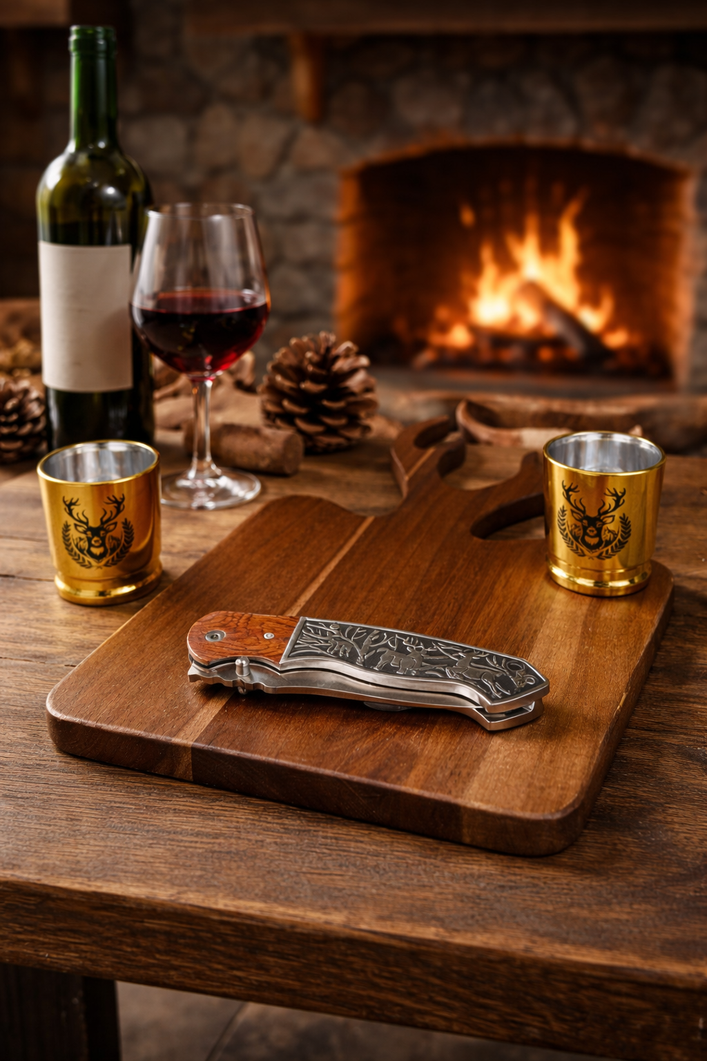 Подаръчен комплект с дъбова дъска и нож