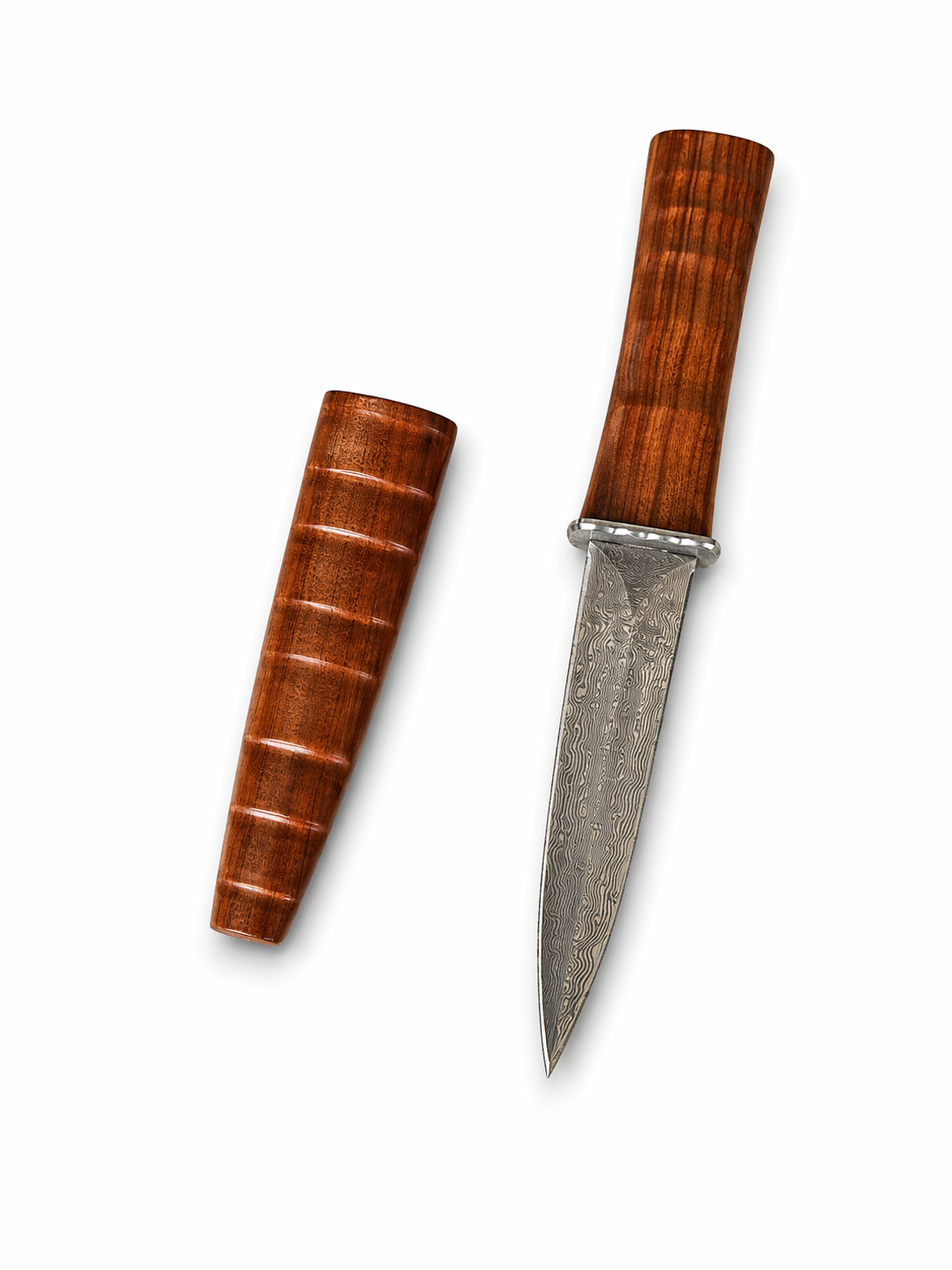 Ловен нож Damascus Woodline – фиксирано острие с дървена кания