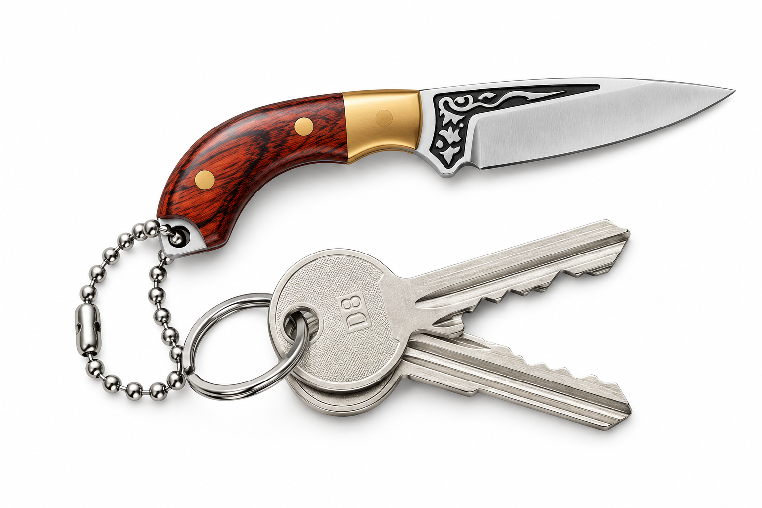 Мини джобен нож ключодържател Redwood Mini с кожена кания