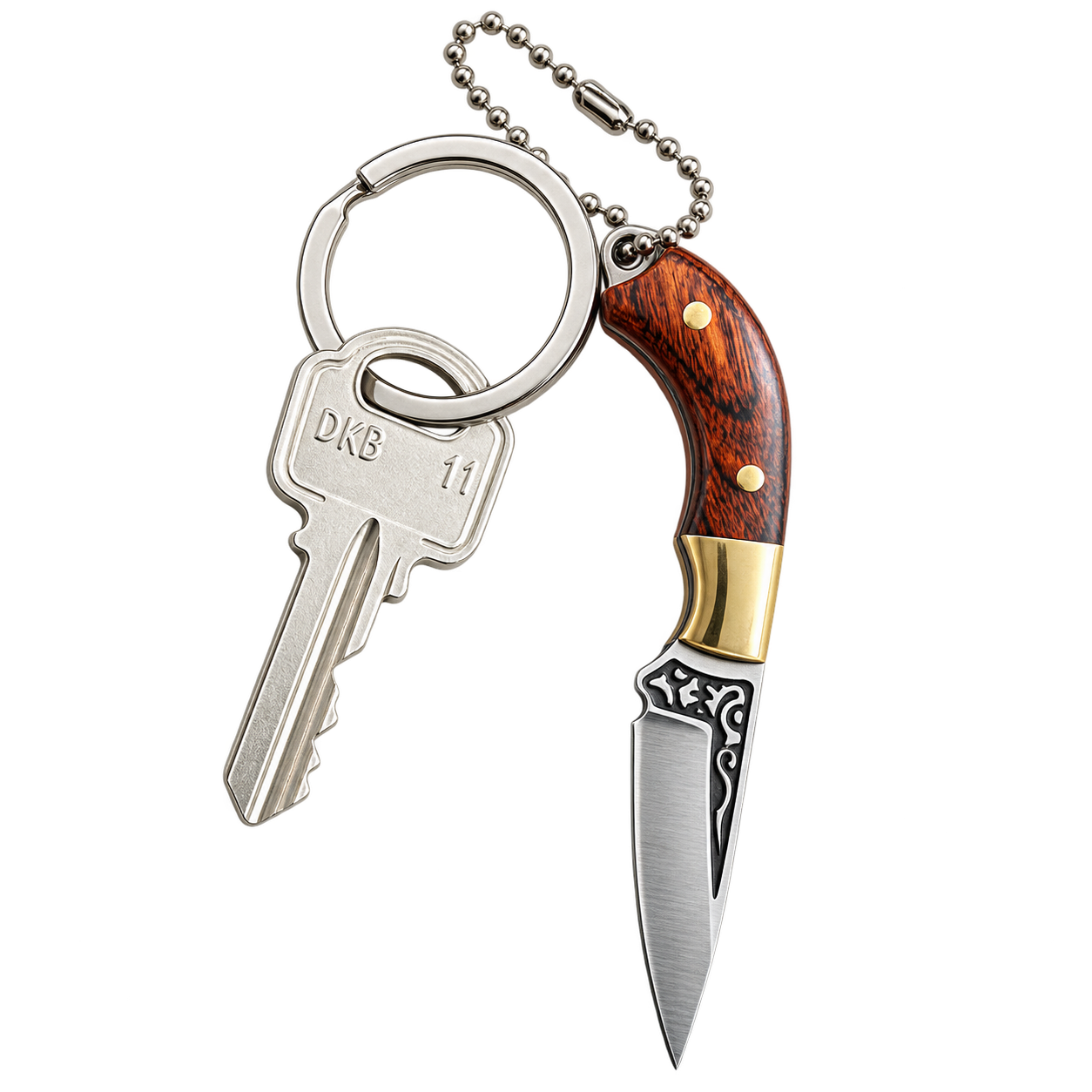 Мини джобен нож ключодържател Redwood Mini с кожена кания