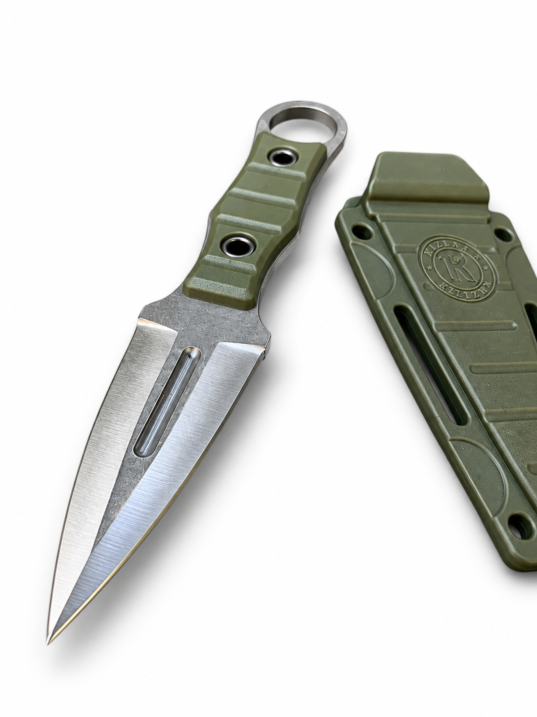 Kizlyar Scout Mini Green с фиксирано острие и зелена ABS кания