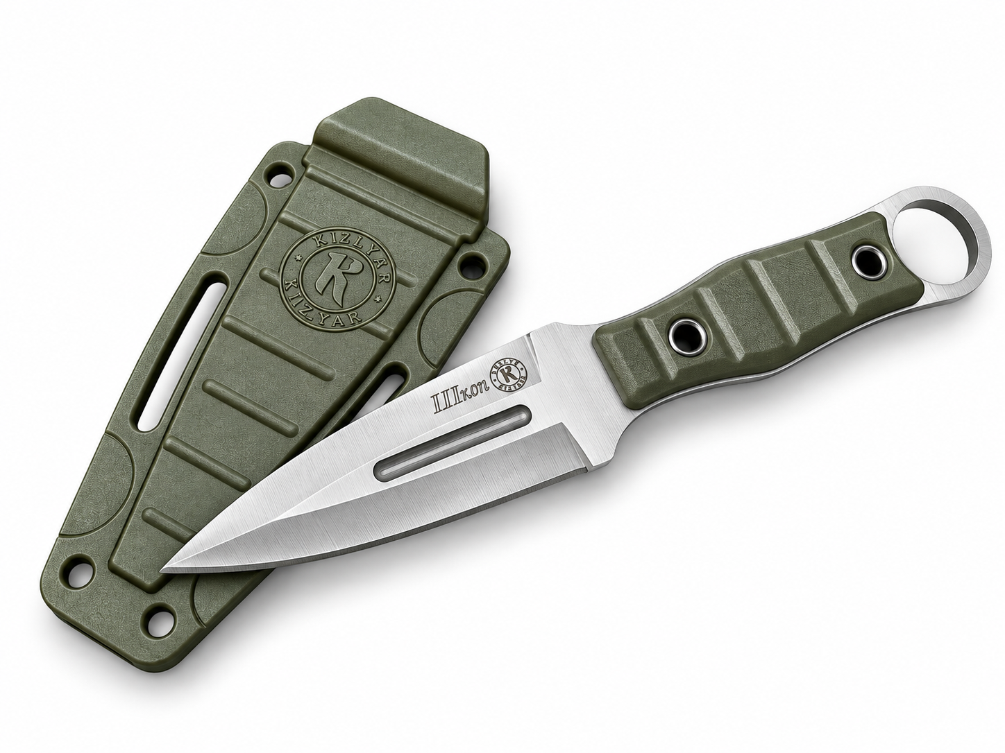 Kizlyar Scout Mini Green с фиксирано острие и зелена ABS кания